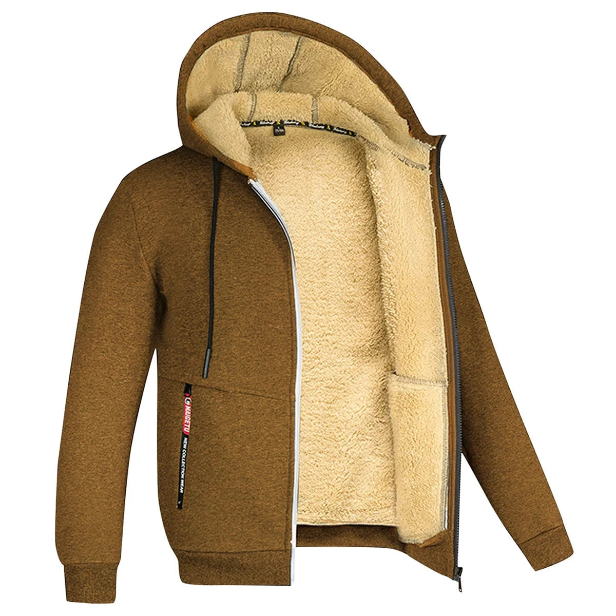 Trendy Sweatshirt Coat Front Pockets Warm Zipper Lamb Wool GlowCart