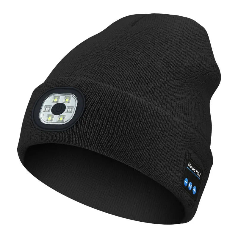 Can be equipped with Wireless Bluetooth music knitted hat new outdoorledlighting rechargeable detachable luminous sleeve cap GlowCart