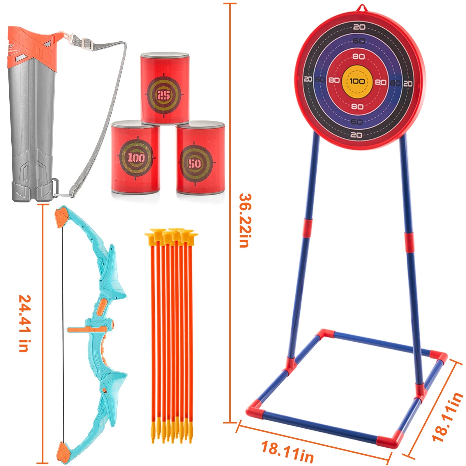 SucceBUy Bow & Arrows For Children Kids Archery Bow Practice Recurve Outdoor Sports Game Hunting Shooting Toy Boys Gift Bow Kit GlowCart