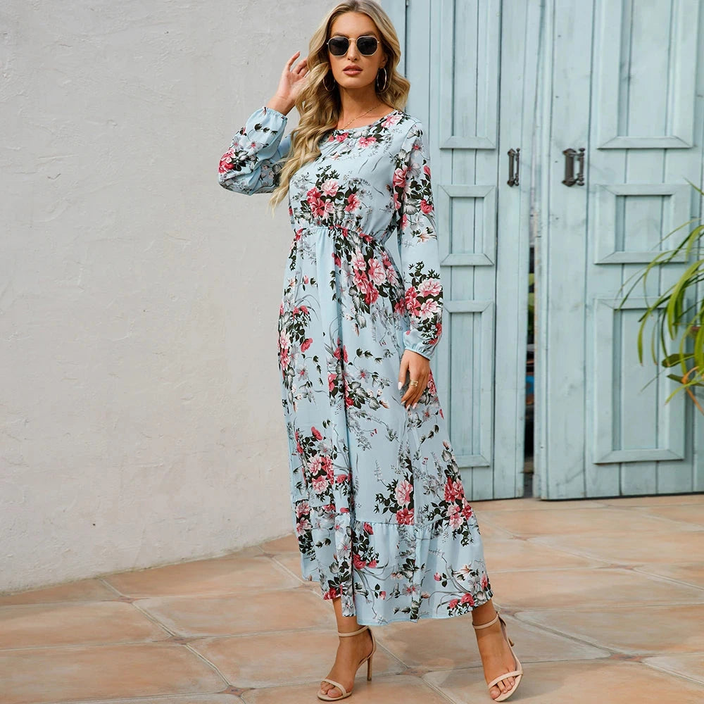 Women Maxi Dresses Sping Autumn Bohemian Casual Full Sleeve GlowCart