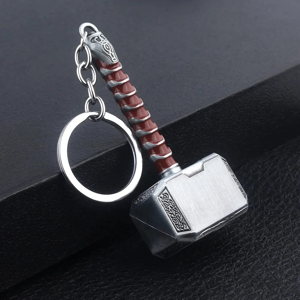 Thor Hammer Metal Keychain Movie Key Ring Cosplay Prop Key GlowCart