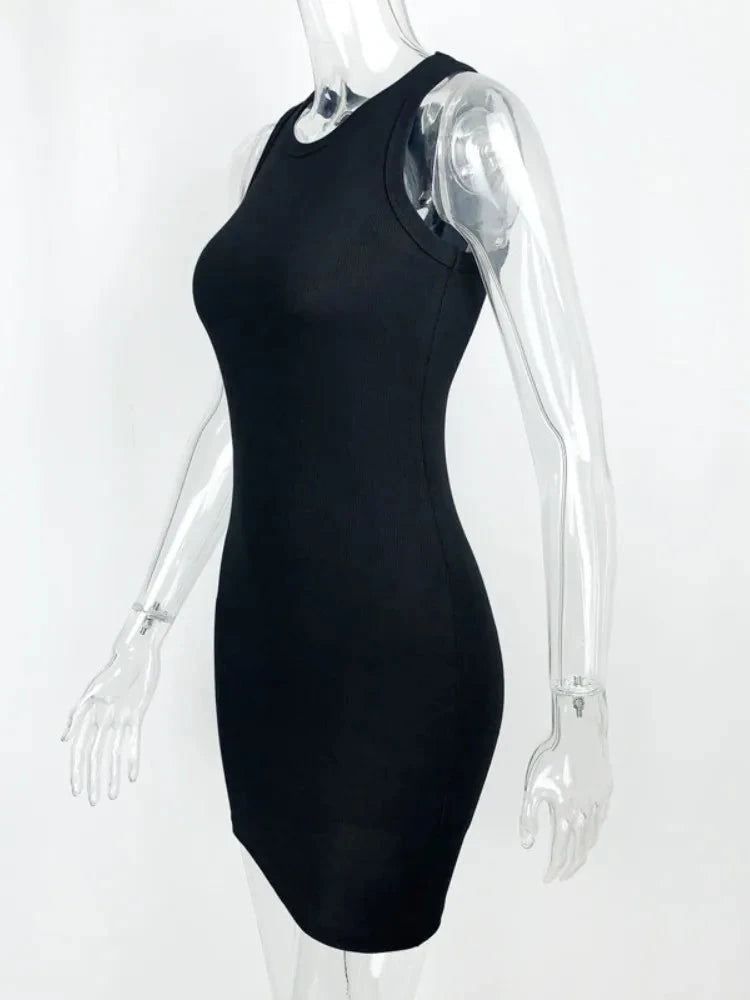 Joskaa Casual Solid Mini Tank Dress Women Summer Trend GlowCart