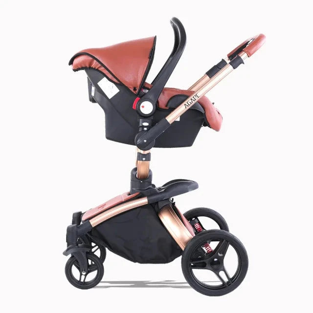 New High Quality baby stoller 3 /2 in 1 Baby Pram High Landscape Fold PU leather kinderwagen baby Carriage car Newborn pushchair GlowCart