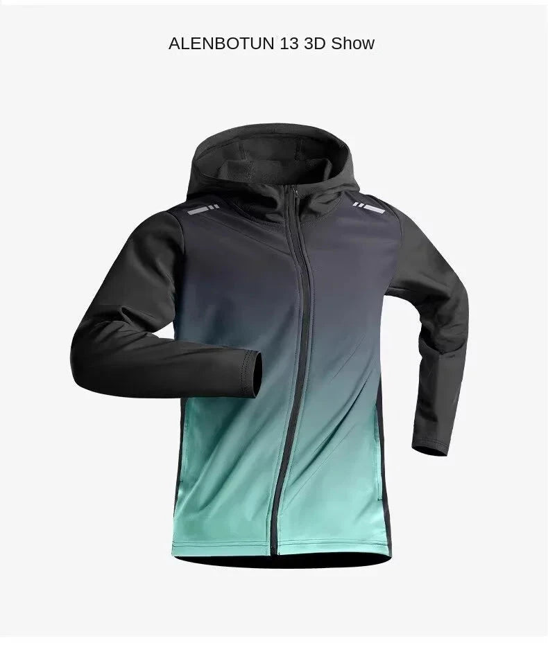 Men's Fall Quick-Dry Running Jacket Sporty Windbreaker Gym Top Professional Morning Run Training Sweatshirt with Fleece Lining a GlowCart
