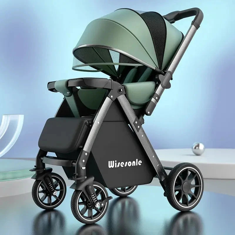 Lightweight baby stroller, high landscape stroller,can sit or lie down in both directions,suitable for babies aged 0-5 years old GlowCart