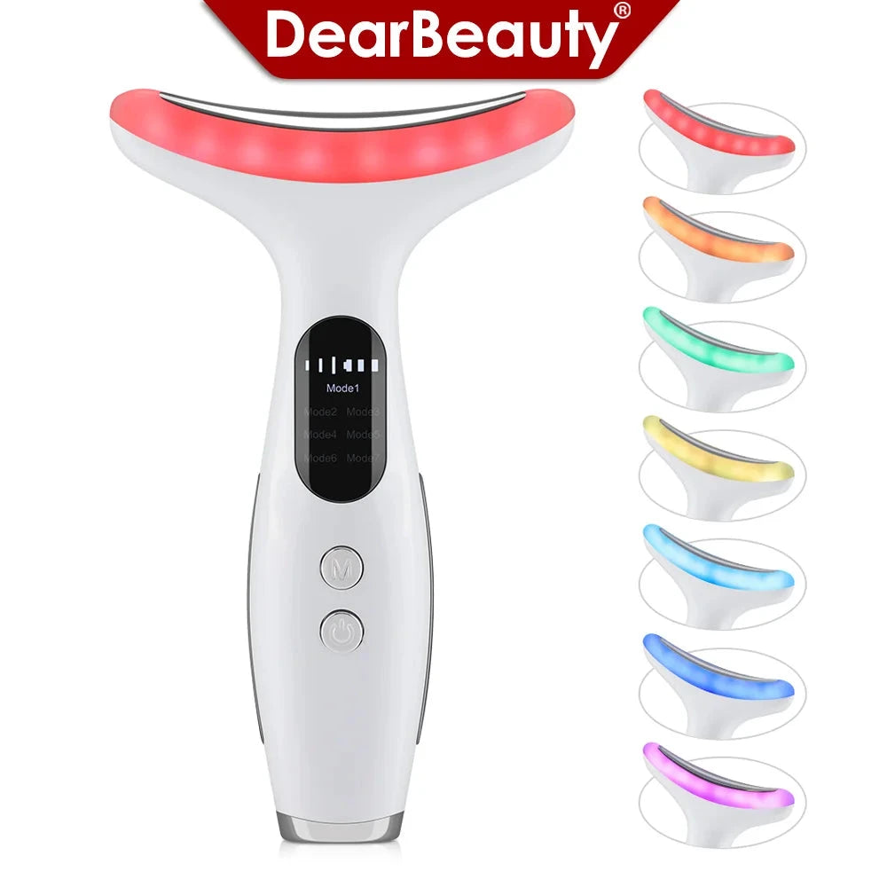 7 Colors LED Face Neck Massager EMS Face Sculpting Tool Skin GlowCart