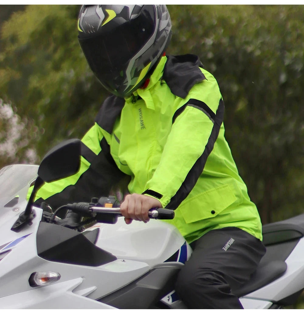 WOSAWE Motorcycle Raincoat Rainstorm Prevention Jacket Pants GlowCart