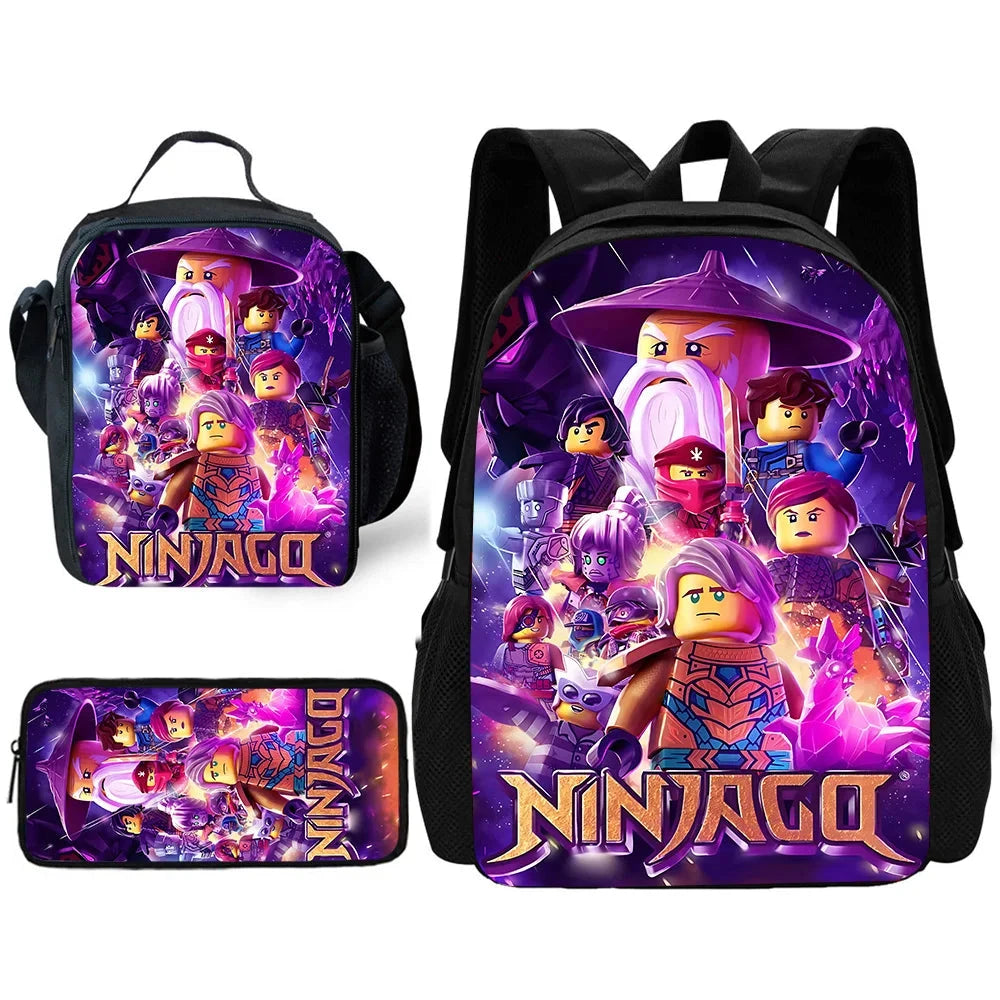 Child School Sports Game N-NinjagoS Backpack with Lunch Bags ,Pencil Bags ,School Bags for Boys Girls Best Gift GlowCart