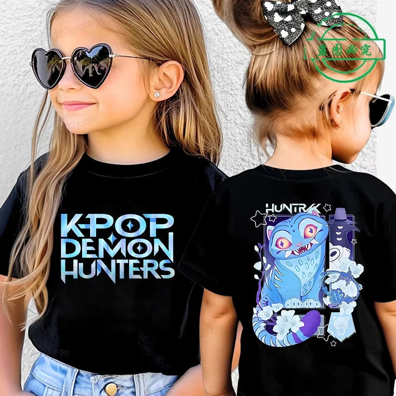 KPop Demon Hunters Saja Boys Kids Clothing Summer Cartoon Derpy Tiger Clothes Fashion Boys T-shirt Cotton Children's T Shirts GlowCart