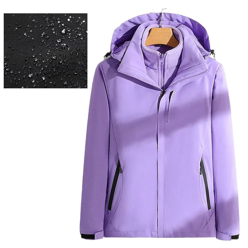 Woman Hiking Jacket Winter Outdoor 3 In 1 Waterproof GlowCart