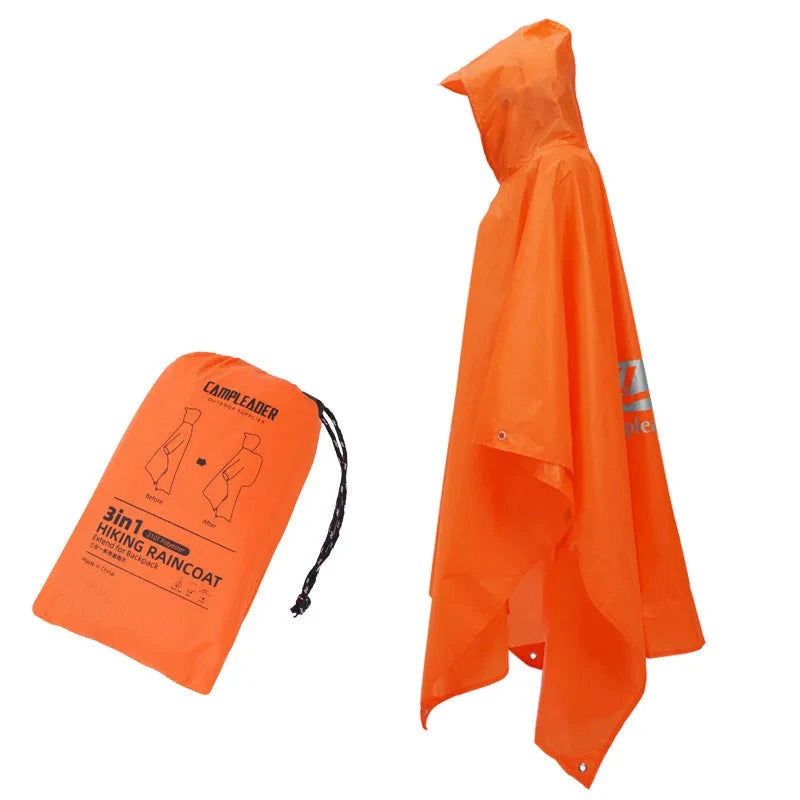3 In 1 Waterproof Raincoat Lightweight Outdoor Hiking Rain GlowCart
