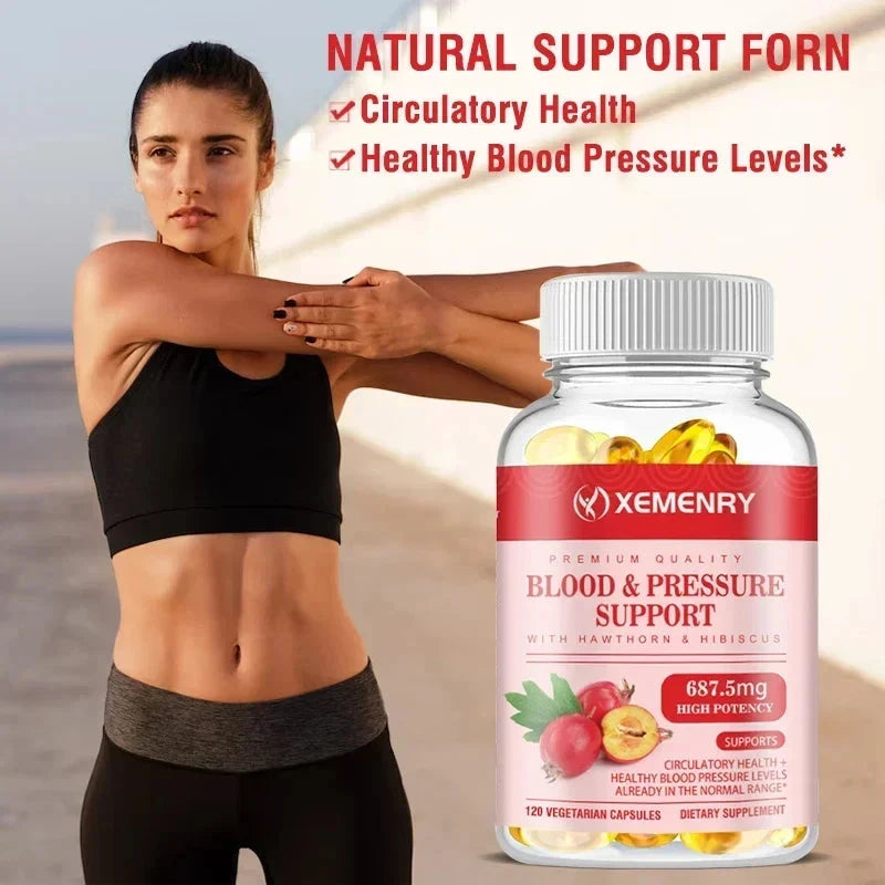 Blood & Pressure Support Capsules - for Blood Circulation, GlowCart