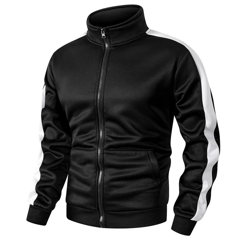 Men's Colorblock Patchwork Sporty Jacket with Kanga Pocket Fall Winter Fleece Lined Warm Long Sleeve Zip Up Coat Outwear Tops GlowCart