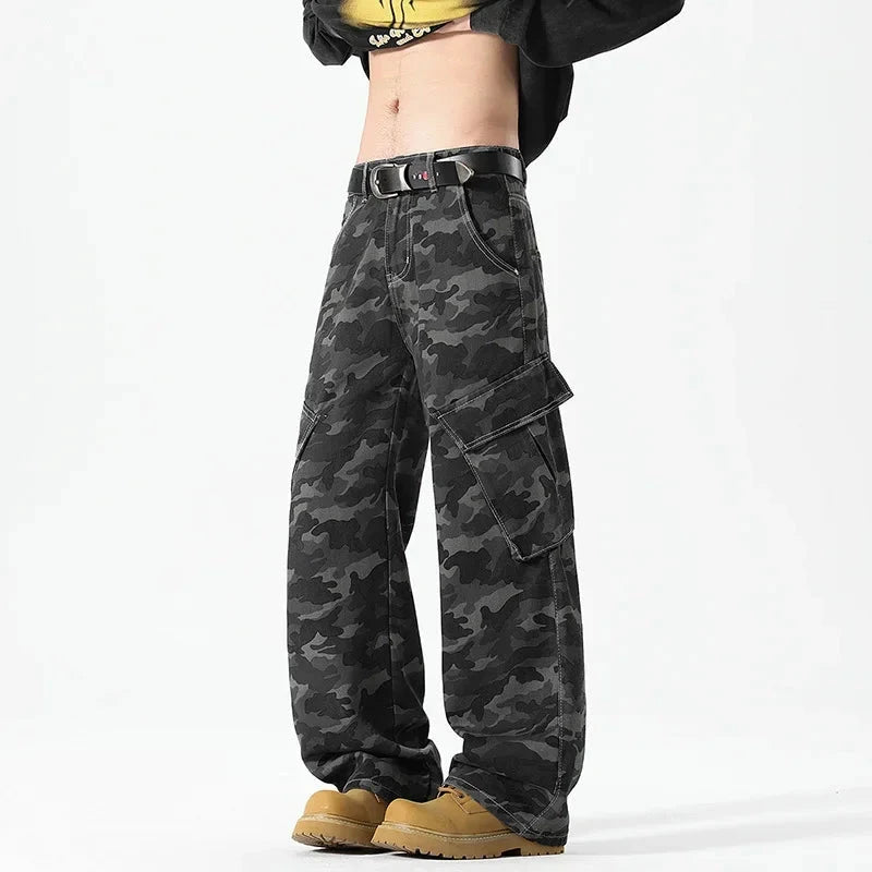 2025 New Men's American Workwear Camouflage Jeans Men Casual GlowCart