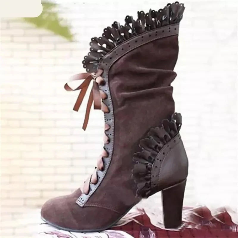 Winter Lace Up Ladies High Heel Shoes Motocycle Boot GlowCart