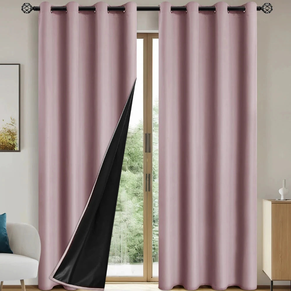1pc Solid Blackout Curtains with Grommets, Total Privacy GlowCart