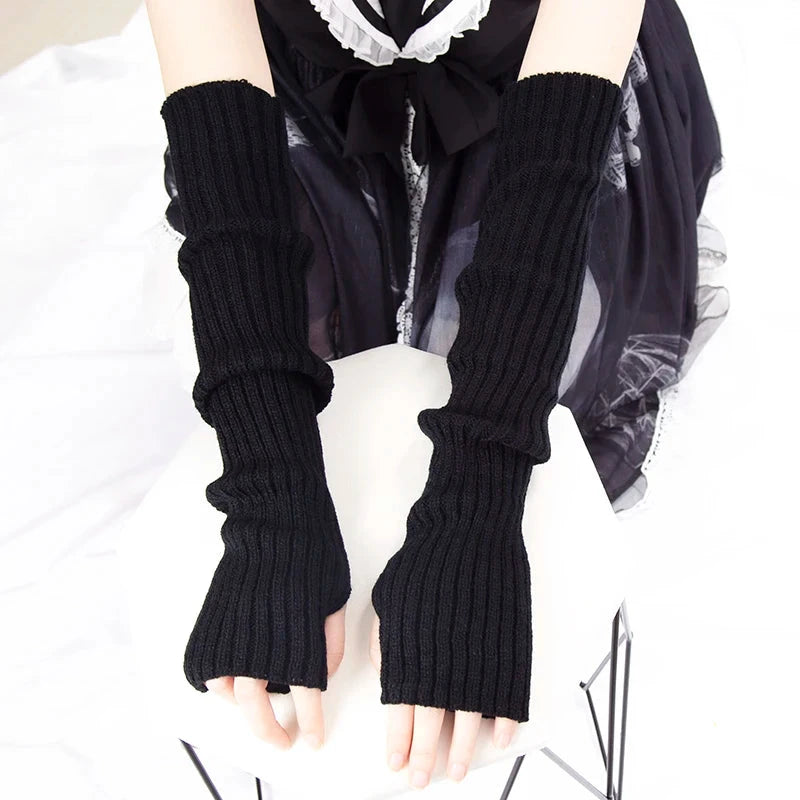 Women Long Fingerless Gloves Soft Female Glove Lolita Kawaii GlowCart