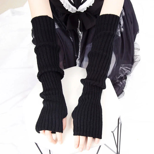 Women Long Fingerless Gloves Soft Female Glove Lolita Kawaii GlowCart