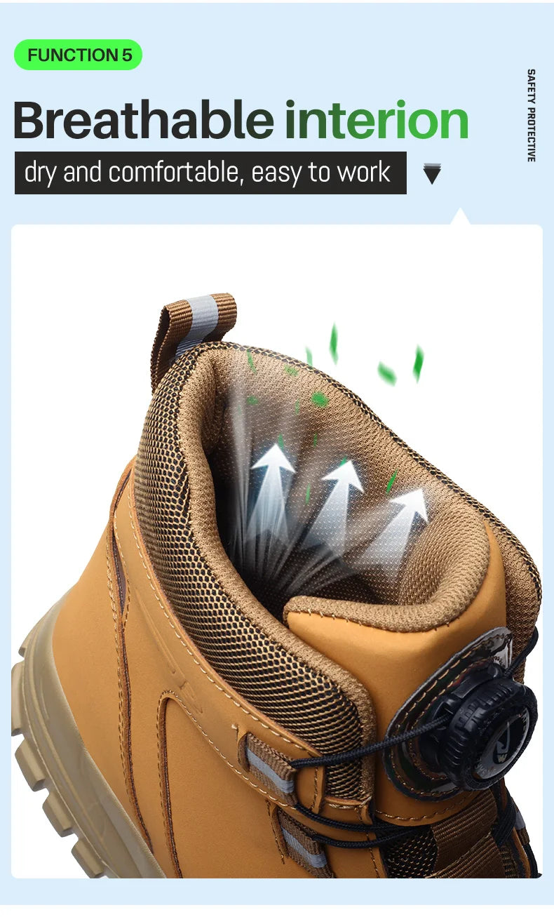 Rotating Button Work Shoes for Men Anti Puncture Work