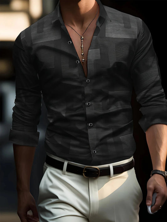 Men's Shirts 3D Print Modern Geometric Long Sleeve shirts GlowCart