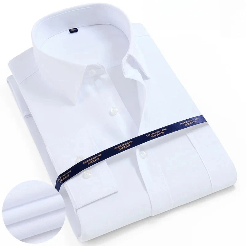 Men Shirt Long Sleeve Solid Basic Formal Dress Shirts GlowCart