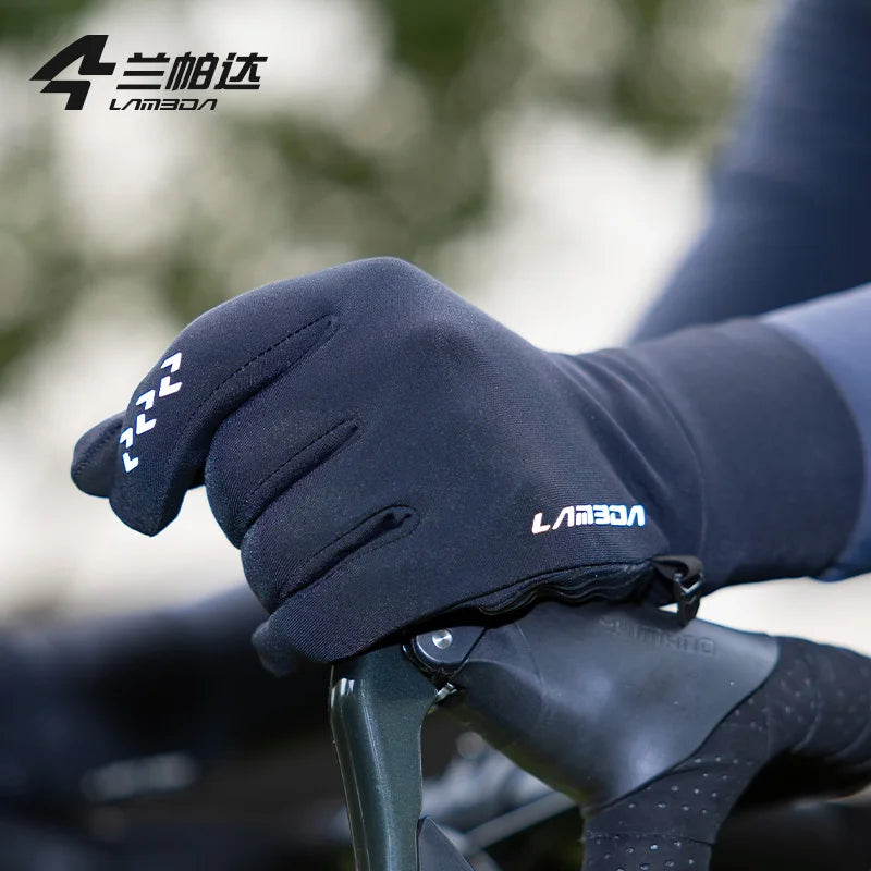 LAMEDA Fleece Cycling Gloves 5-15℃ Touchscreen Riding Thermal Winter Road Mountain Bike Full Finger Gloves Cycling Accessories GlowCart