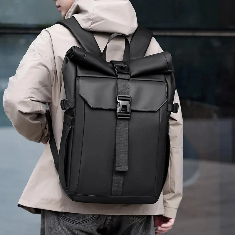 Fashion Men's Backpack Oxford Cloth Roll Top Waterproof GlowCart