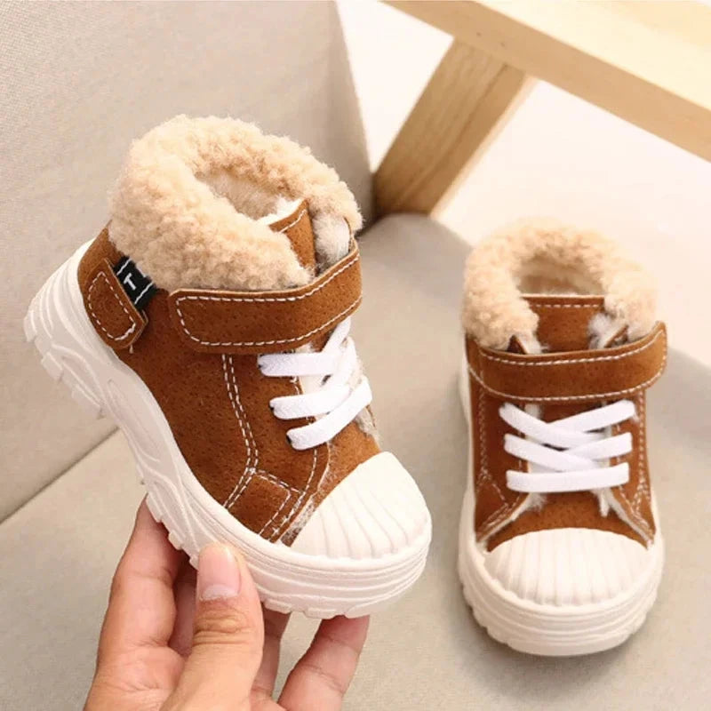 2021 Children Warm Boots Winter New Boys Plus Thicken Velvet Cotton Shoes Girls Waterproof Short Boots Baby Cotton Boots GlowCart