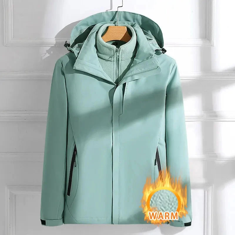 Woman Hiking Jacket Winter Outdoor 3 In 1 Waterproof GlowCart