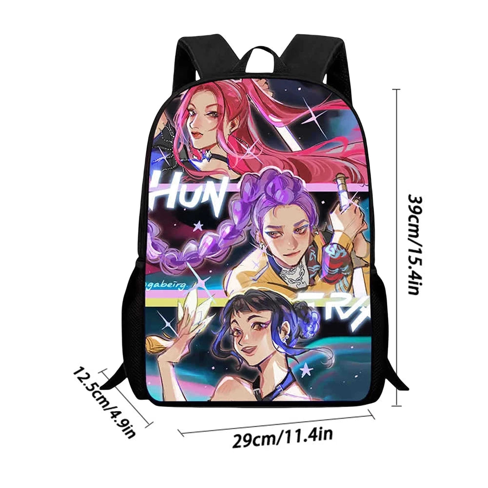 K-pop Demon Huntes Fashion Backpack for Girls Boys Anime Cartoon Large Capacity Schoolbag Children Multi-function Shoulder Bag GlowCart