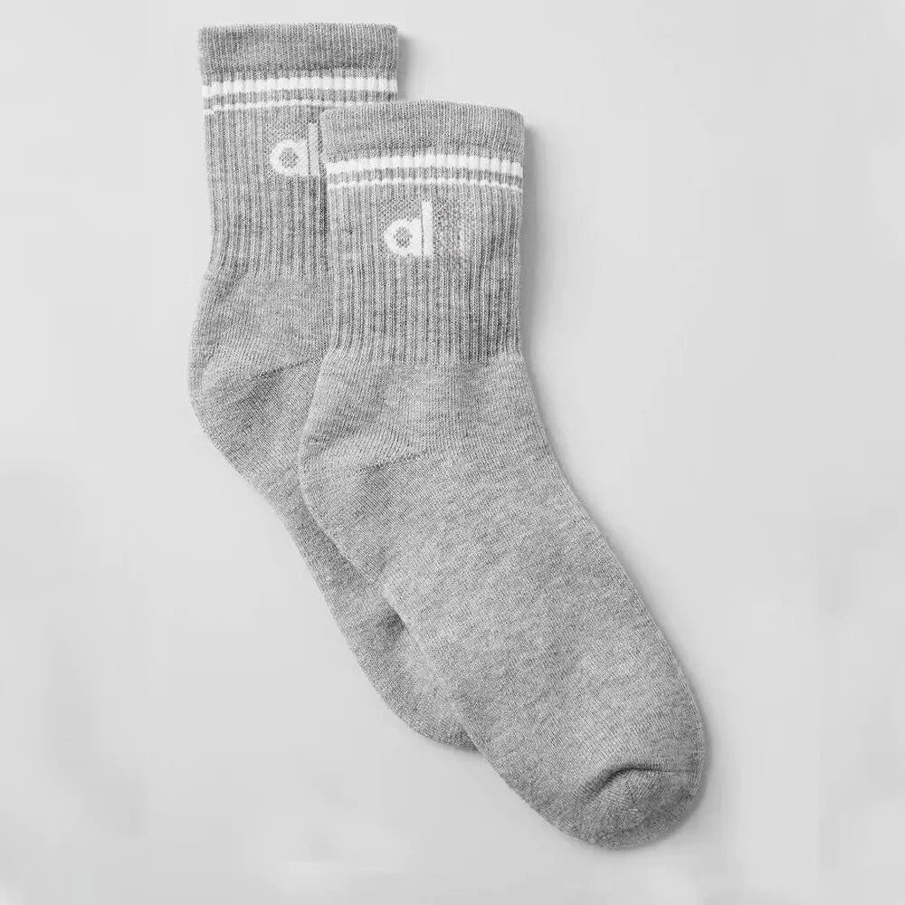 Knit Yoga Socks Women Four Seasons Retro Cotton Comfortable Colorful Middle Length Sports Fitness Long Socks for Yoga Pilates GlowCart