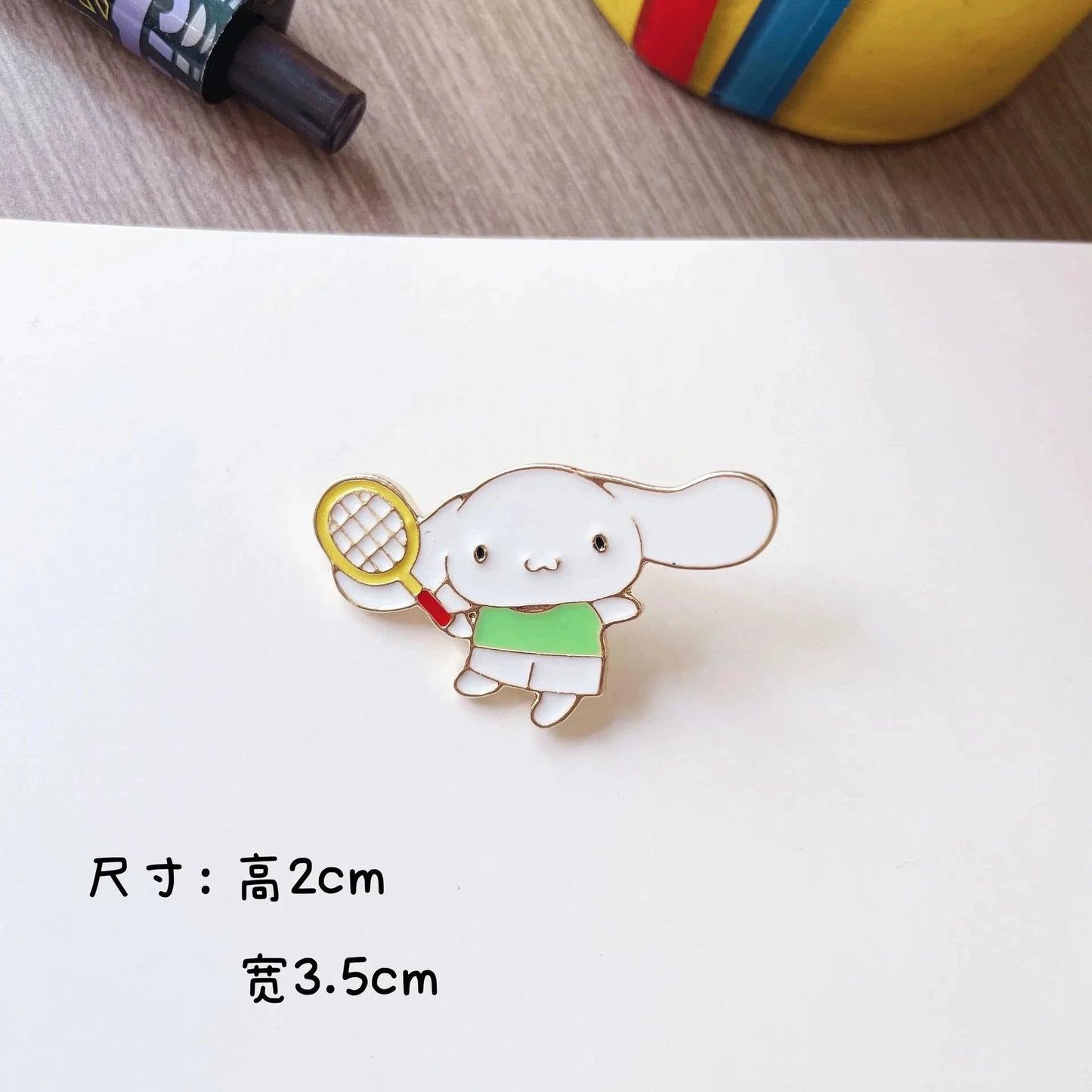 Sanrio Kuromi Cinnamoroll Metal Enamel Brooch Tennis Cute GlowCart
