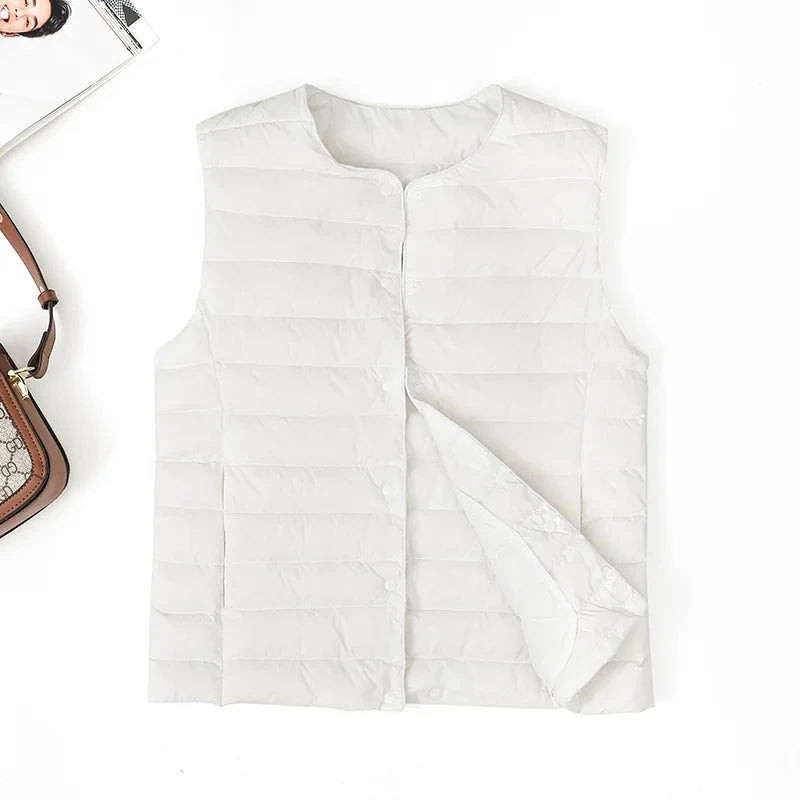 Women's Slim Fit Sleeveless Vest Ultra Lightweight White GlowCart