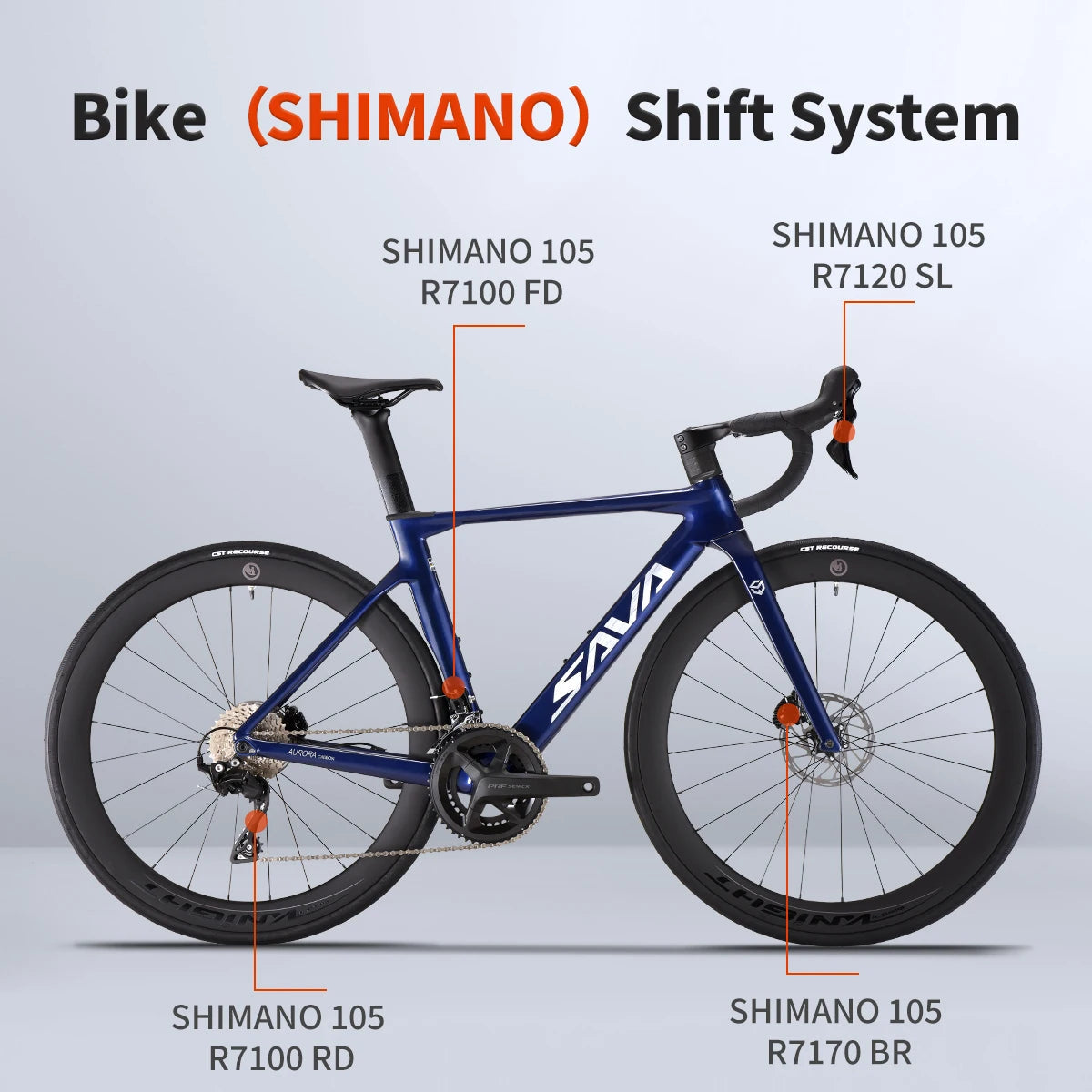 SAVA A7L Pro Carbon Fiber Road Bike, 700C Adult Racing Model, Equipped with Shimano 105 R7120 Groupset, 24-Speed Hydraulic Brake GlowCart