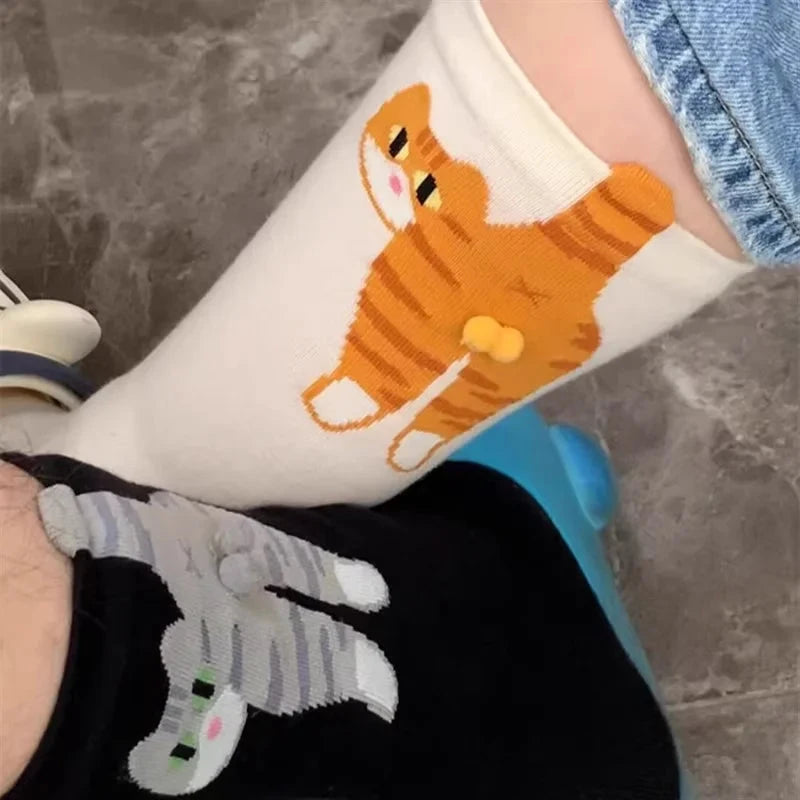 Gift for cat lovers: cartoon cat ladies cotton socks GlowCart