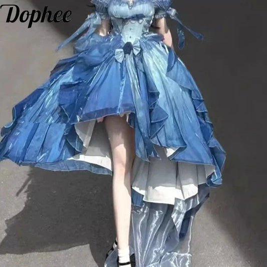 Dophee Original Lolita Trailing Puffy Dress Women Short GlowCart