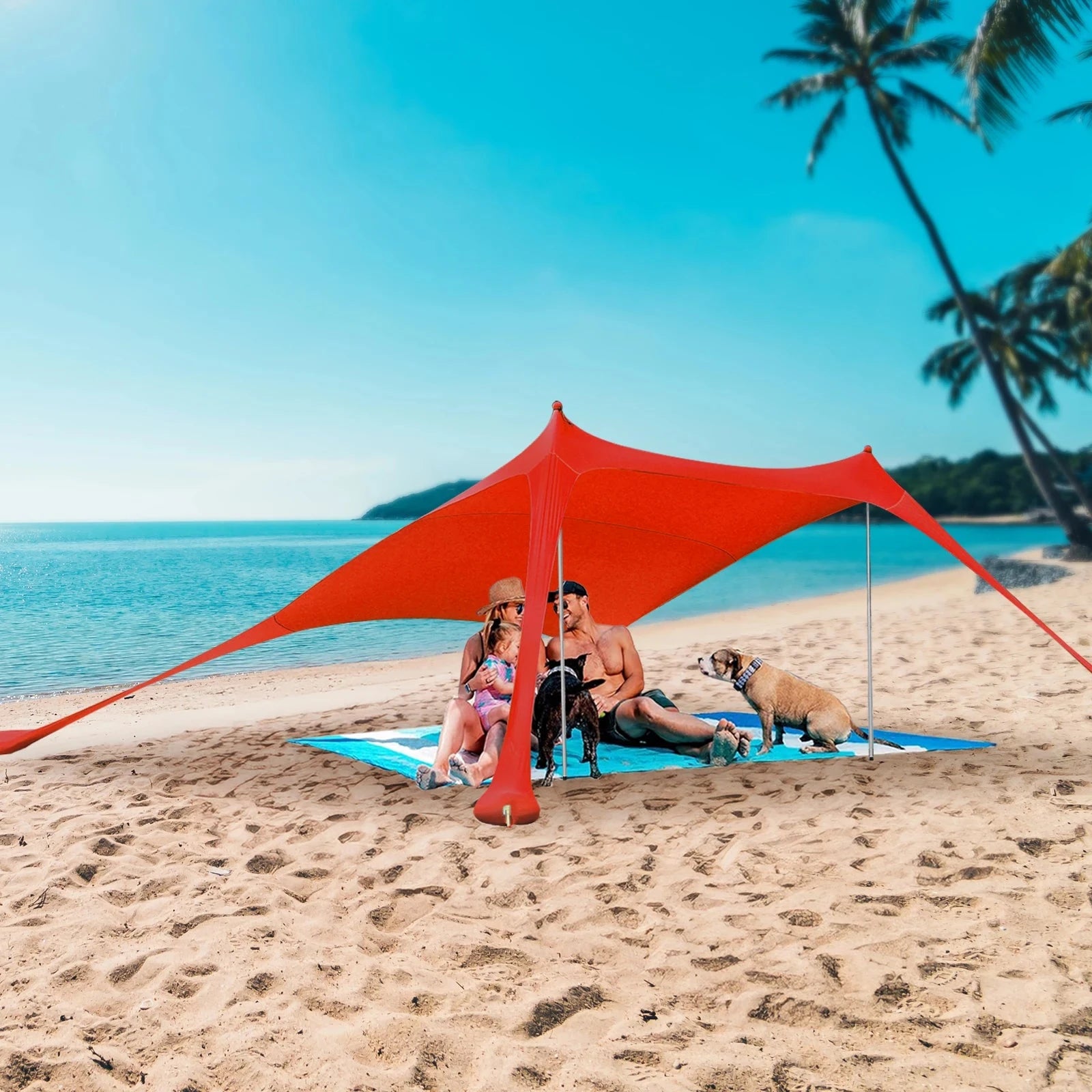 Pop Up Beach Tent Sun Shelter 6.5'x5.2' Instant Portable GlowCart