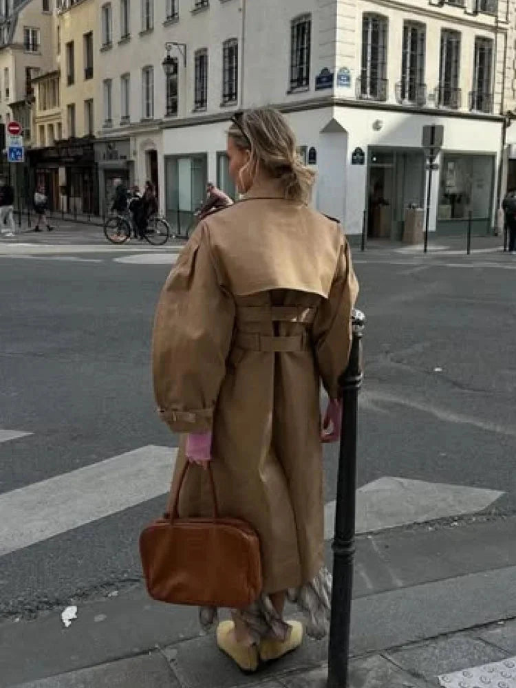 Vintage Long Sleeve Trench Coat Women Fashion Turn-down GlowCart