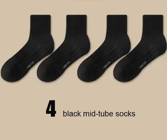 1pc 4pcs 5pcs 10pcs Socks Men's Cotton Spring Towel Bottom with Velvet Mid-tube White Stockings Thickened Sports Basketball Sock GlowCart