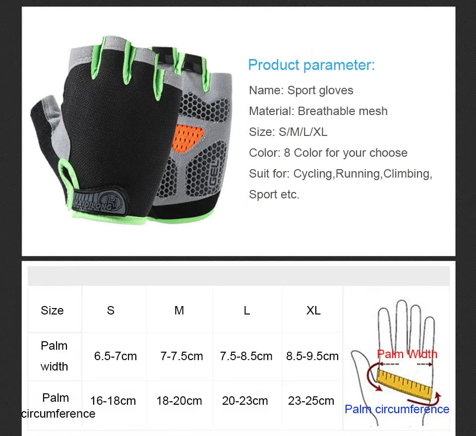 GTUBIKE Half Finger Gloves Anti-slip Shock Absorben Outdoor Sports Climbing Cycling Fitness Tool Upgraded Gloves For Men Women GlowCart