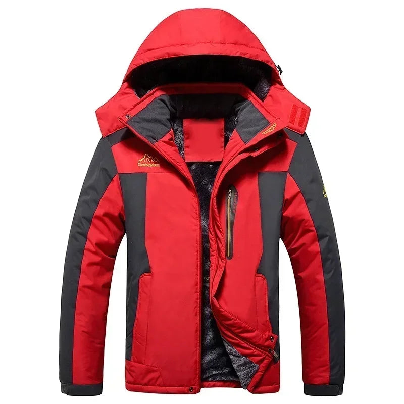 Men's Ski Jacket Winter Waterproof Windproof Warm Coat Fleece Thick Outwear Outdoor Mountain Overcoat Removable Hooded Parka 9XL GlowCart