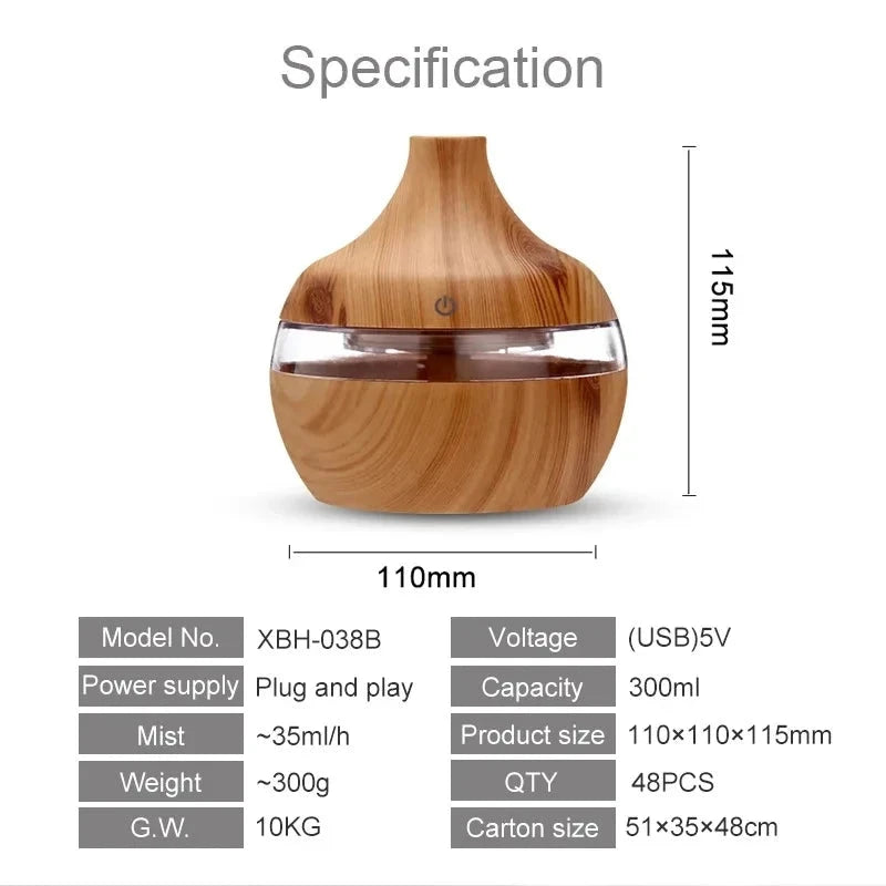Humidifier Electric Aroma Air Diffuser Wood Ultrasonic Air GlowCart