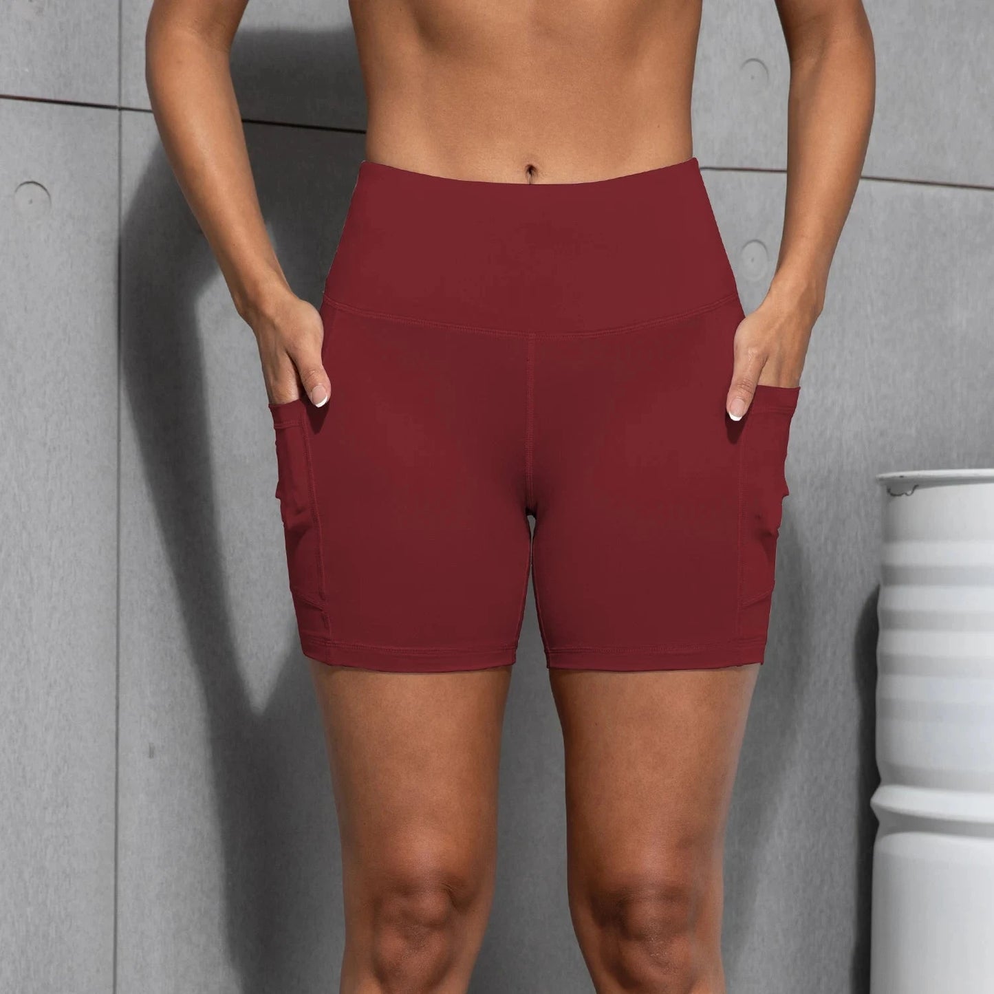 Womens Yoga Pocket Shorts Leggings High Waist  Exercise Fitness Wear Girls Running Elastic Adult Short Pants Sports Outfits ﻿ GlowCart