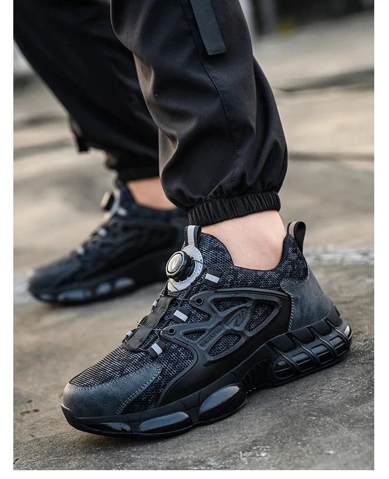 Rotating Button Safety Shoes Men Steel Toe Sneaker Air GlowCart