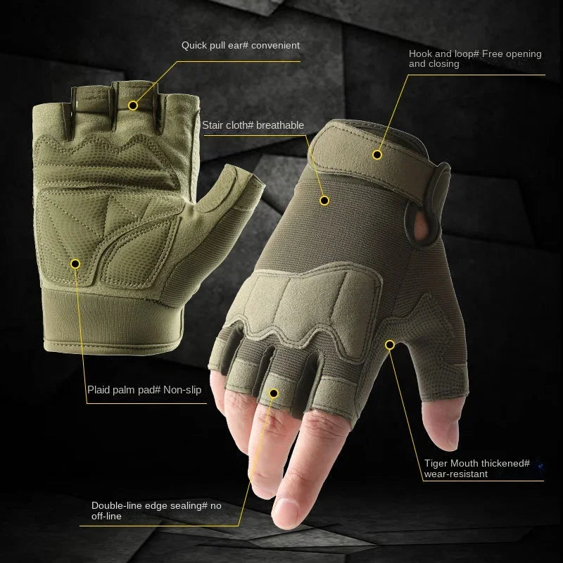 Tactical Gloves for Men and Women Half Finger Outdoor Mountaineering and Cycling Wear-resistant Breathable Riding Gloves GlowCart