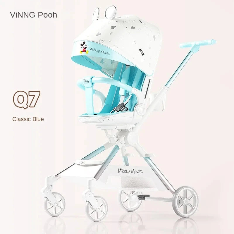 Baby Stroller Can sit and lie Down Lightweight One-touch Folding Waterproof High Landscape 360 ° Rotation Two-way Push Stroller GlowCart