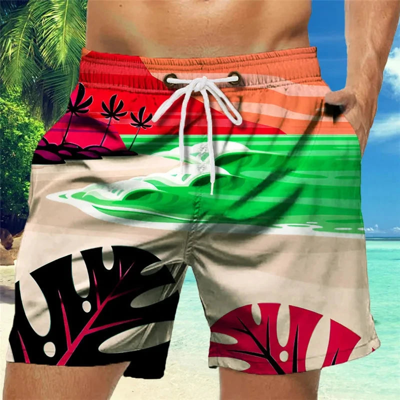 Men's Wolf Pattern Shorts Summer Shorts Beach Shorts Elastic GlowCart