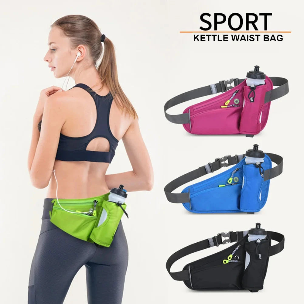 Sport Waist Pack Large Capacity Hydration Belt Pack Multifunction Water Bottle Holder Bag Waterproof for Running Cycling GlowCart