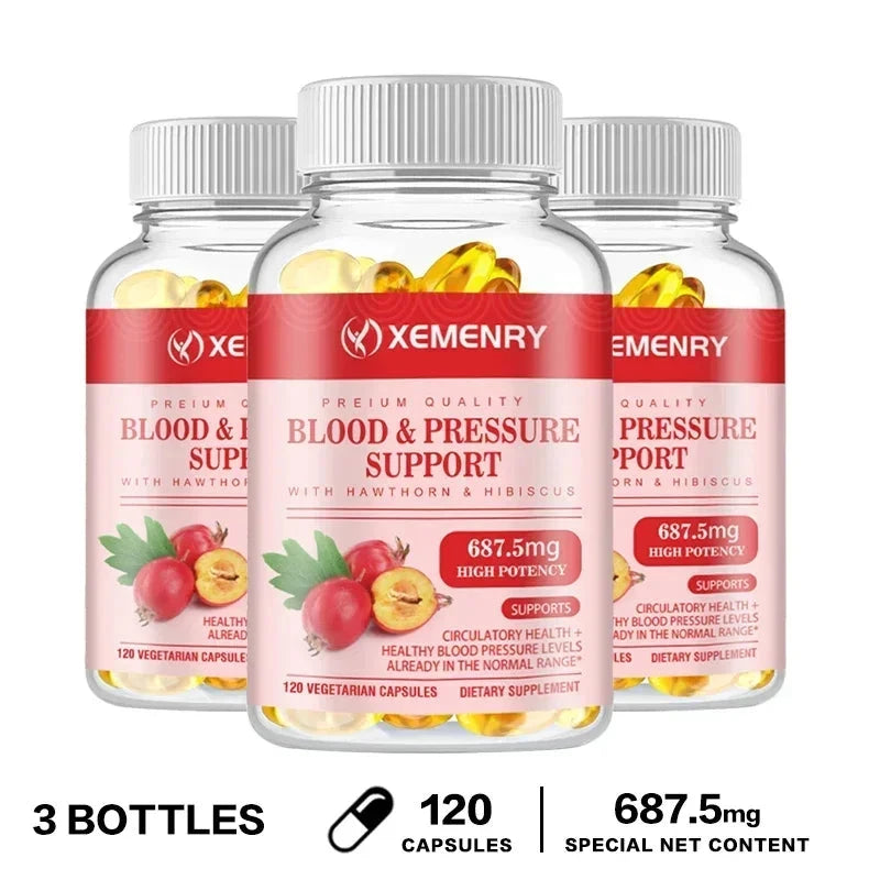 Blood & Pressure Support Capsules - for Blood Circulation, GlowCart