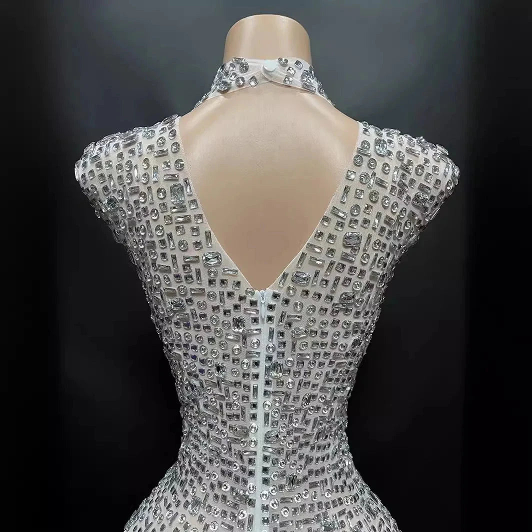 Sexy Full Drill Elastic Slim Fit Sleeveless Long Dress - Hip GlowCart